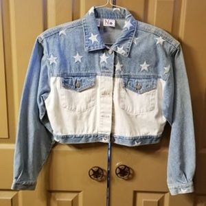 Nuovo Vintage Crop Jean Star Embroidered Jacket M